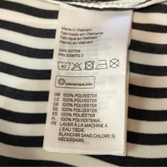 H&M Black White Oversized Striped Button Down Shirt Women’s Size 12 - Picture 6 of 7